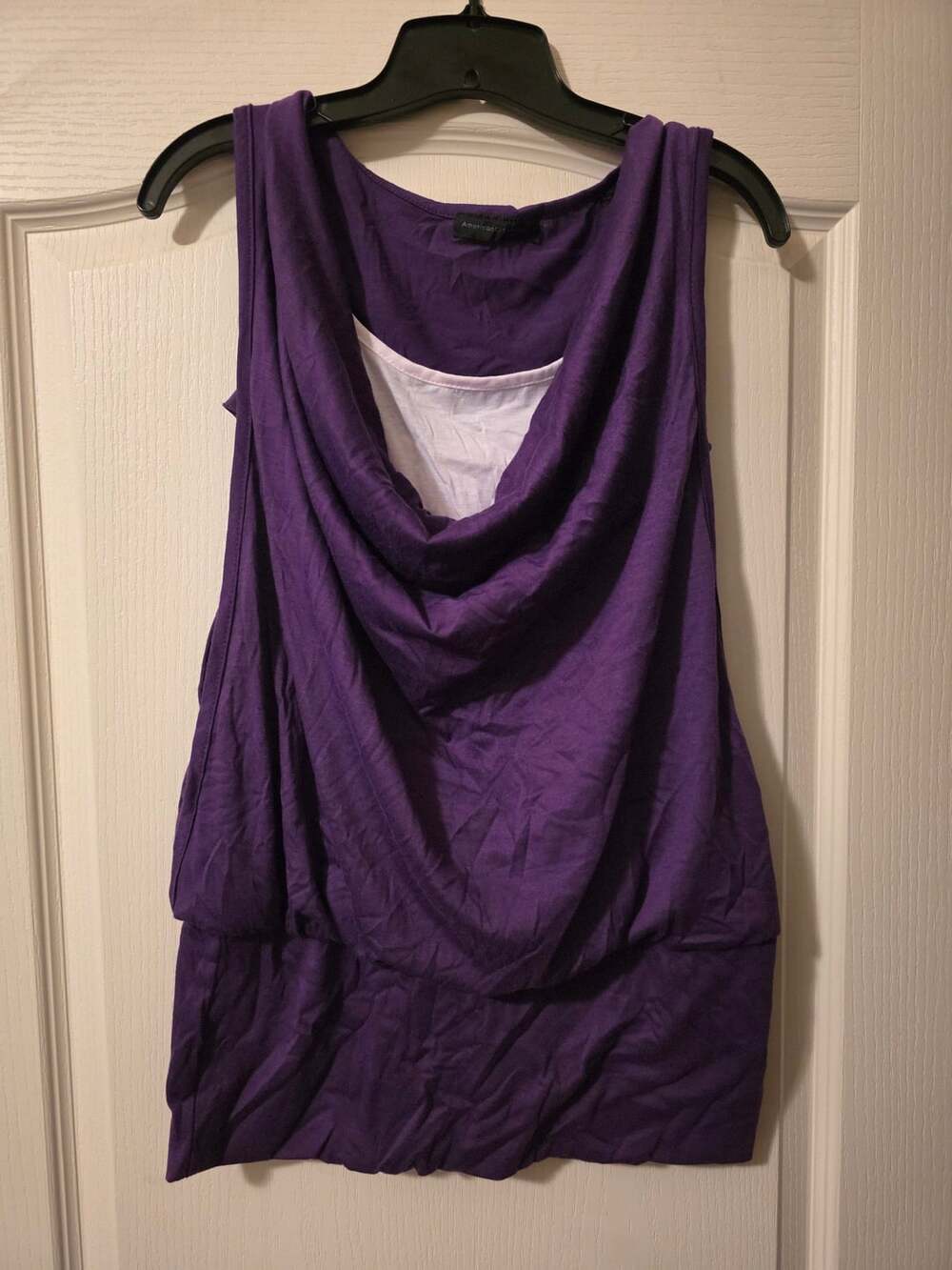 American City Wear Cowl Neck 2fer Tank Top X Large Purple